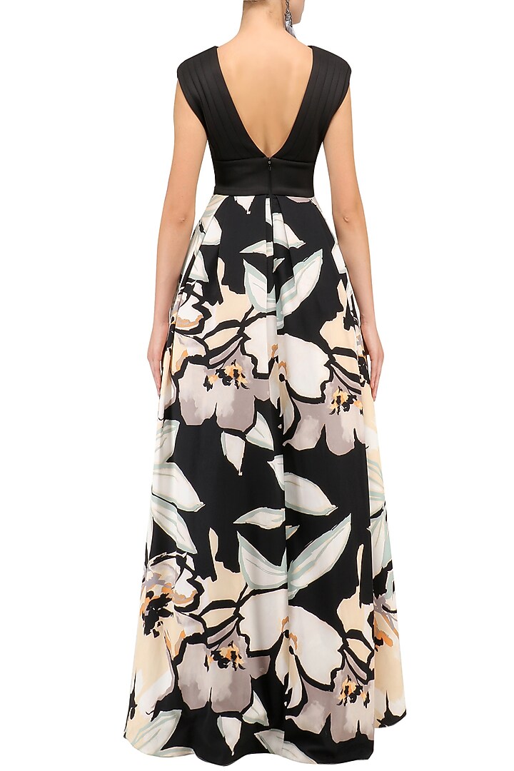Black floral pleated gown available only at Pernia's Pop Up Shop.