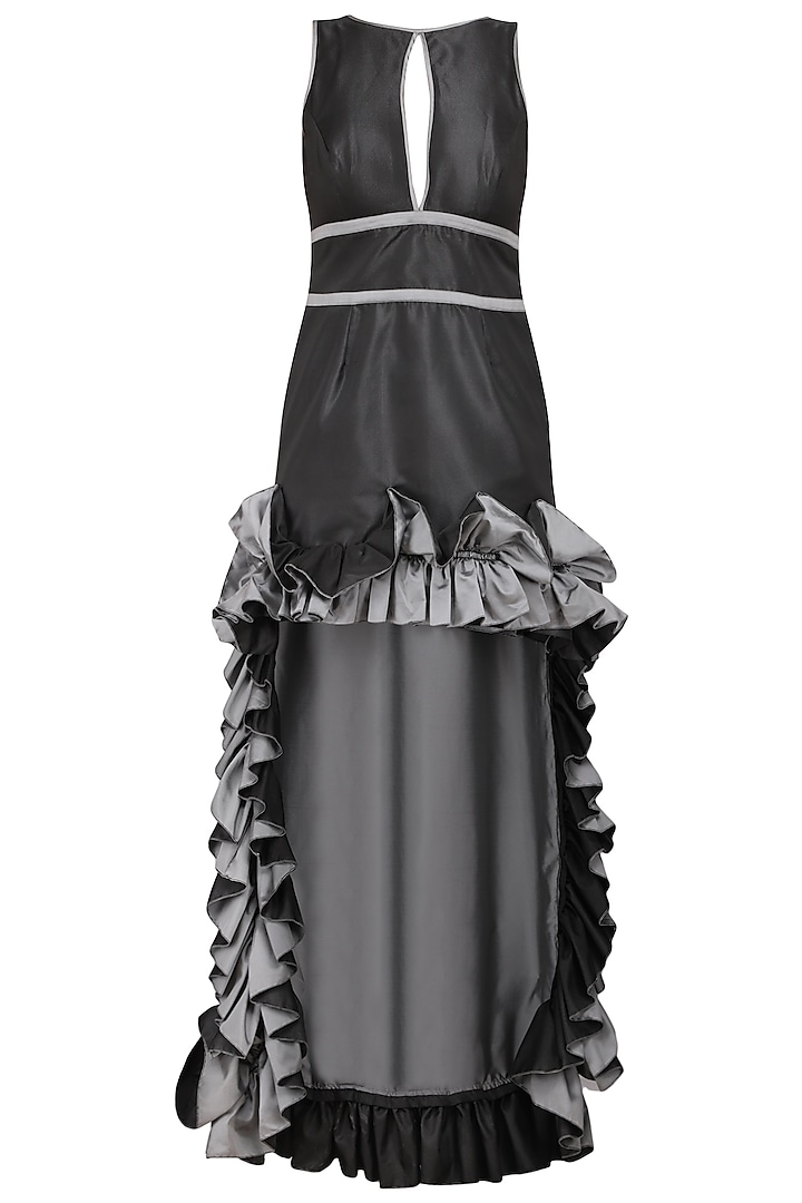 Black and Grey High Low Gown by Kanika J Singh