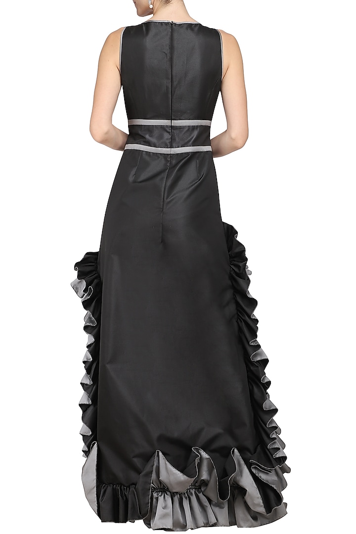 Black and grey high low gown available only at Pernia's Pop Up Shop.