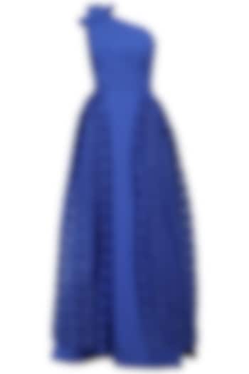 Blue One Shoulder Gown with Trial by Kanika J Singh