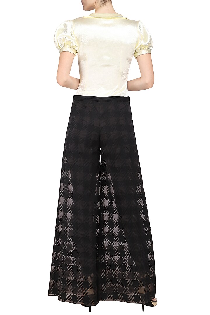 Ivory and black embroidered jumpsuit available only at Pernia's Pop Up Shop.
