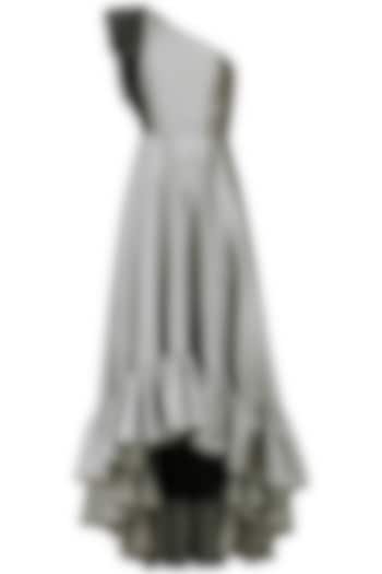 Grey High Low One Shoulder Gown by Kanika J Singh