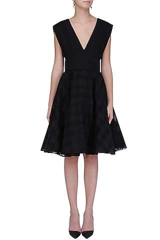 Black Short Flared Dress by Kanika J Singh