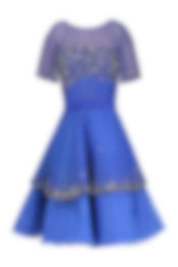 Blue Sprinkle Tier Short Dress by Kanika J Singh