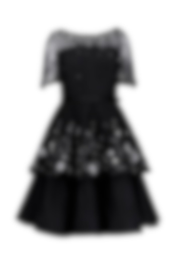 Black Lace Tier Short Dress by Kanika J Singh