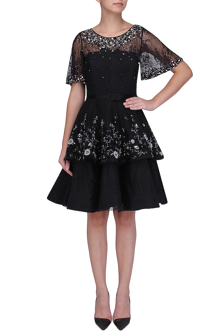 Black Lace Tier short dress available only at Pernia's Pop Up Shop.