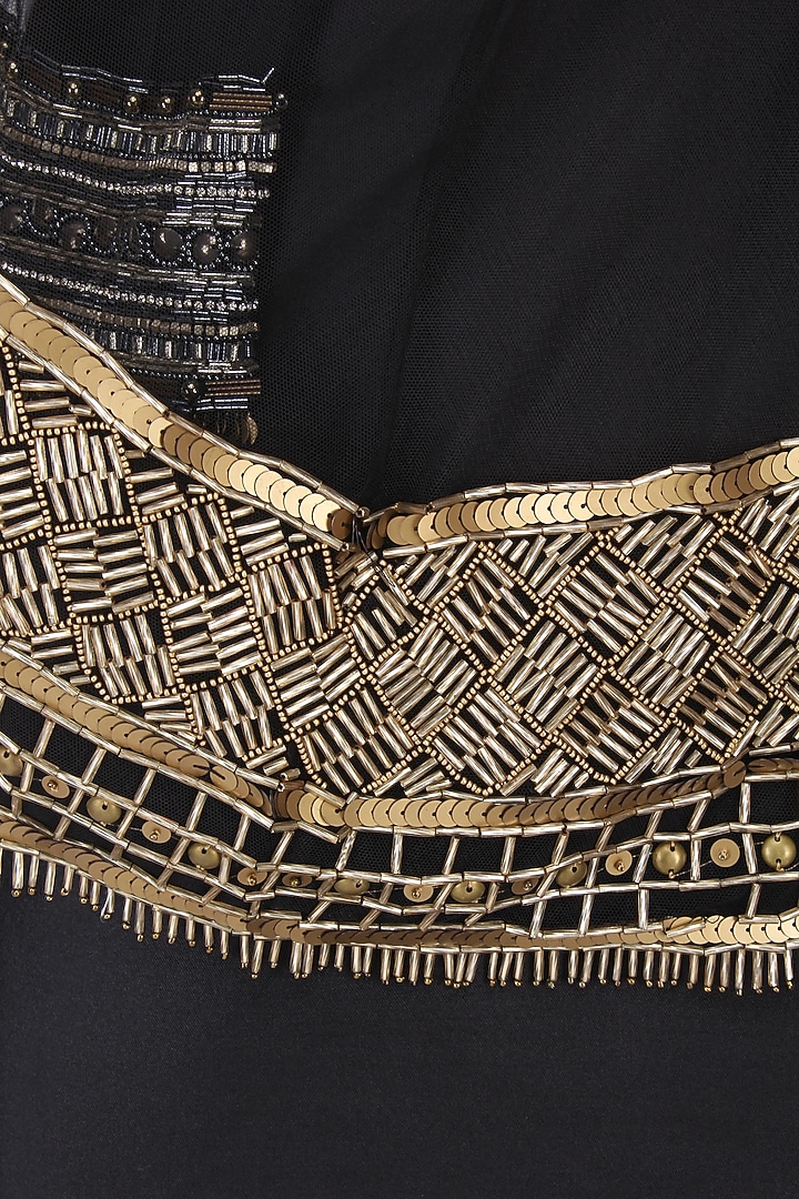 Black and gold embroidered cape available only at Pernia's Pop Up Shop.