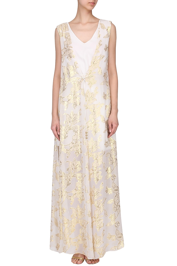 White Jacquard Romper Dress available only at Pernia's Pop Up Shop.