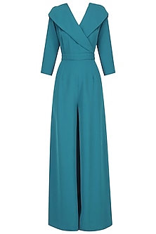 Teal wide leg Jumpsuit available only at Pernia's Pop Up Shop. 2023