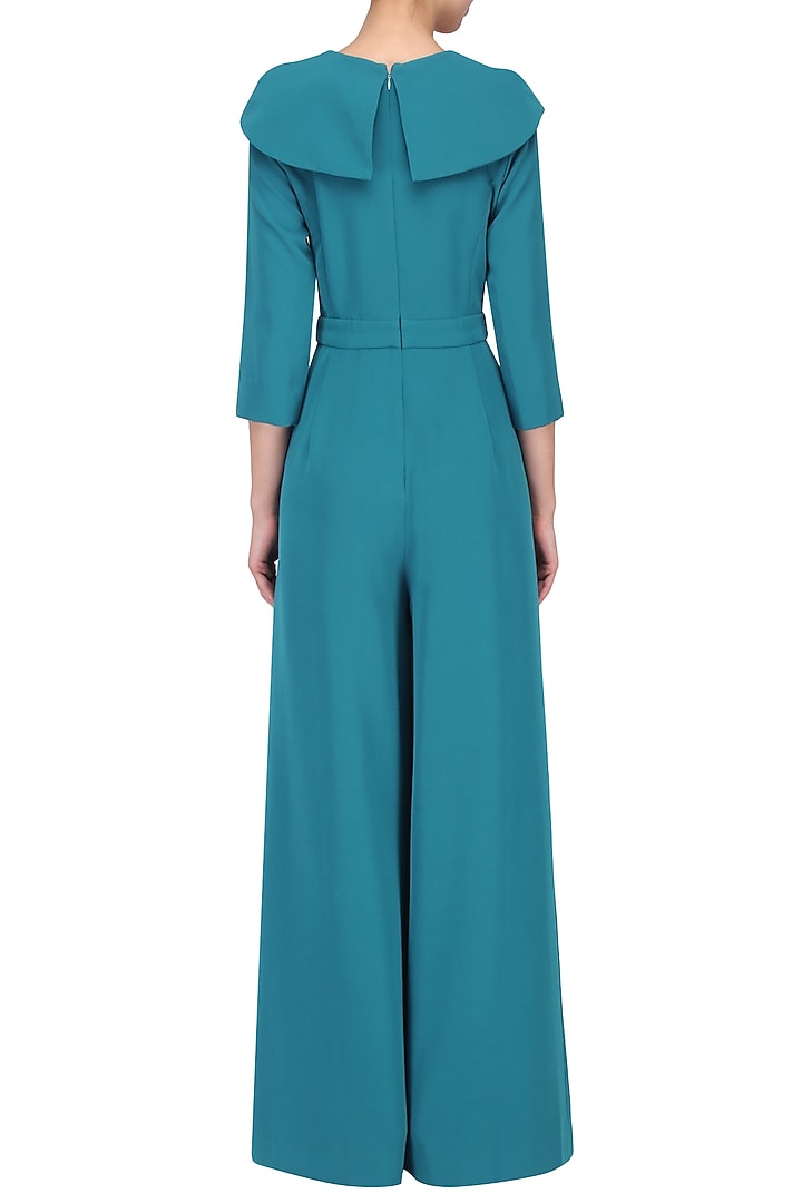 Teal wide leg Jumpsuit available only at Pernia's Pop Up Shop.