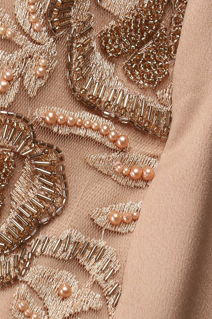 Peach floral embroidered halter gown available only at Pernia's Pop Up Shop.
