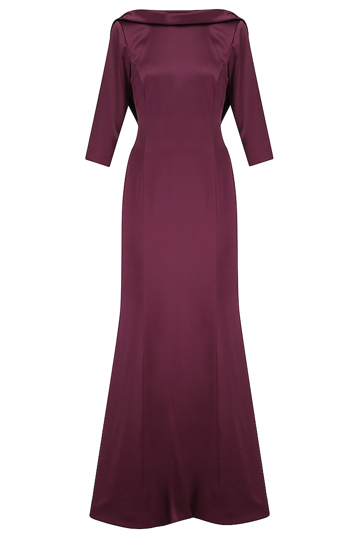 Maroon Cowl Neck Gown by Kanika J Singh