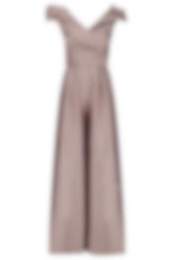 Dusty Rose Ruched Pleated Dramatic Jumpsuit by Kanika J Singh