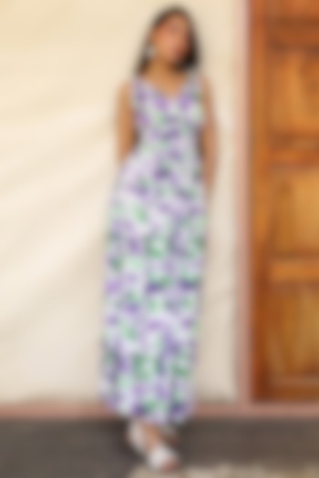 White Poplin Floral Printed Maxi Summer Dress by Kay Kay at Pernia's Pop Up Shop