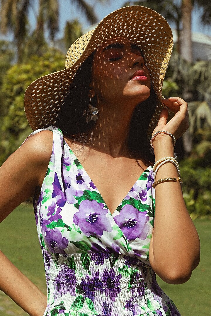 White Poplin Floral Printed Maxi Summer Dress by Kay Kay at Pernia's Pop Up Shop