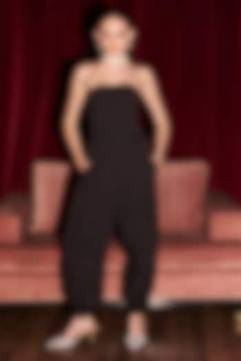 Black Taffeta Smocking Jumpsuit by Kay Kay at Pernia's Pop Up Shop