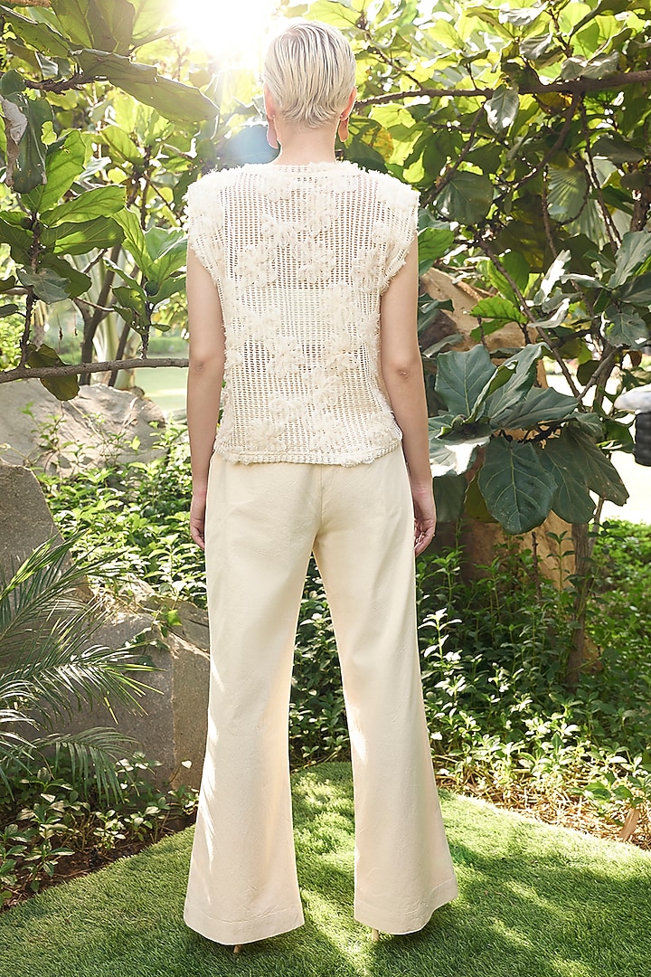 Off-White Mesh 3D Floral Co-Ord Set by Kay Kay at Pernia's Pop Up Shop