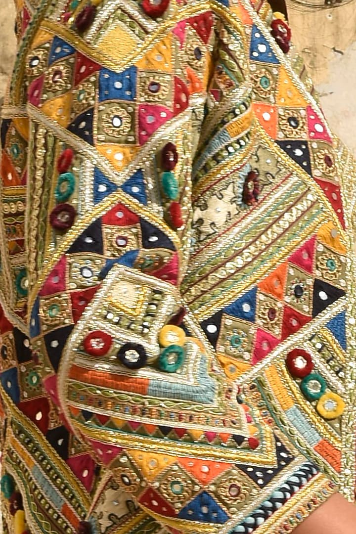 Multi Colored Hand Embroidered Jacket Set by Karishma Khanduja Bareilley at Pernia's Pop Up Shop