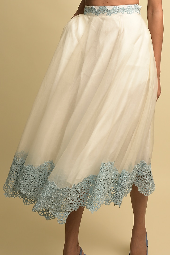 White Organza Skirt Set by Karishma Khanduja Bareilley at Pernia's Pop Up Shop