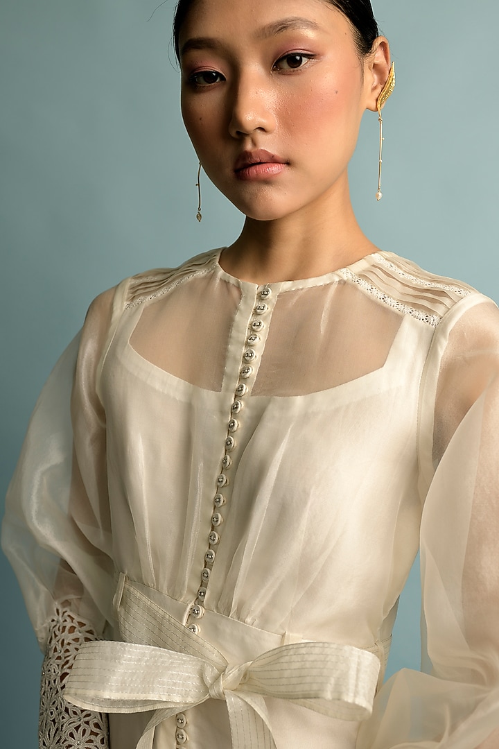 White Embroidered Playsuit by Karishma Khanduja Bareilley at Pernia's Pop Up Shop
