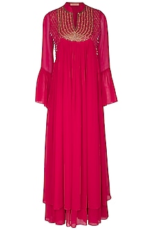 Hot Pink Embroidered Layered Gown Design by Kakandora at Pernia's Pop ...