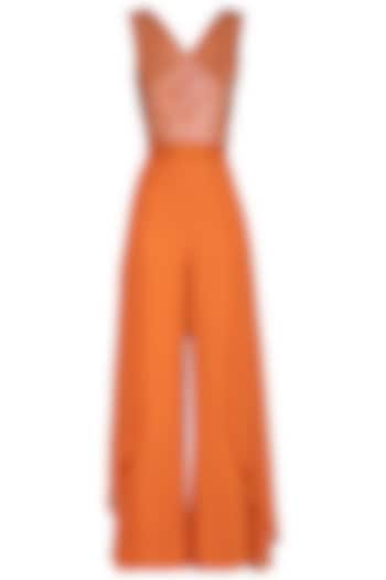 Rust Orange Embellished Jumpsuit by Kakandora