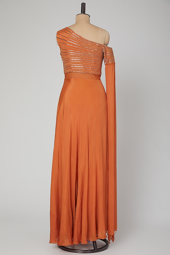 Rust Orange Embroidered & Layered Engagement Gown by Kakandora at Pernia's Pop Up Shop