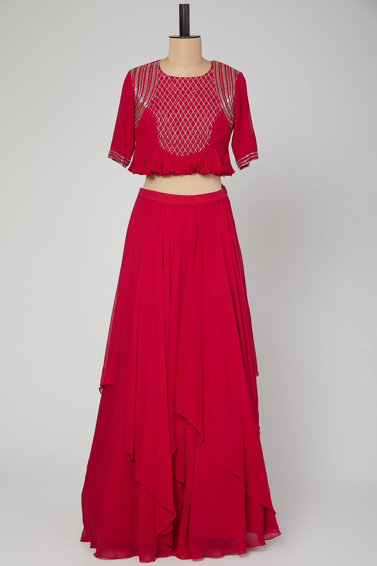 Hot pink embroidered skirt cheap