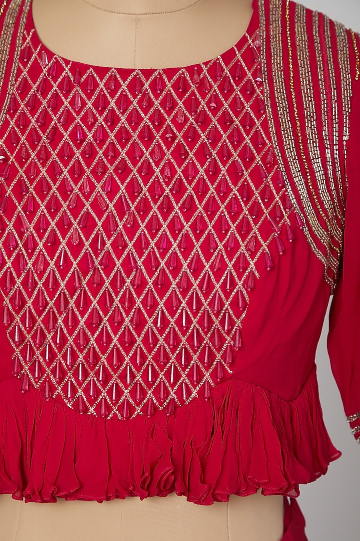 Hot Pink Embroidered Skirt Set by Kakandora at Pernia's Pop Up Shop
