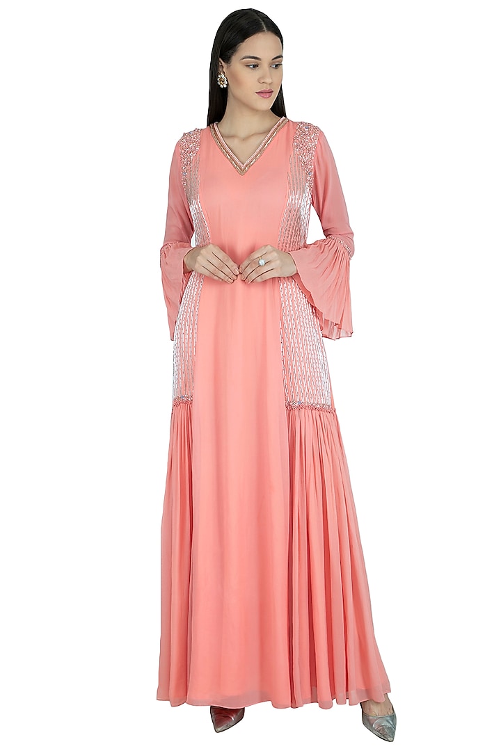 Blush Pink Embroidered Dress by Kakandora