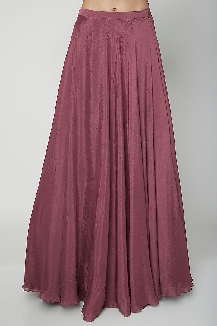 Wine Pleated Jacket Wedding Lehenga Set With Embroidered Belt by Kakandora at Pernia's Pop Up Shop