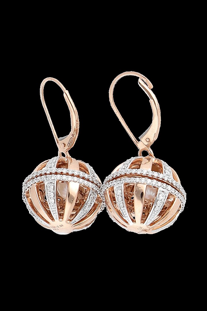 18kt Rose Gold Finish Kundan Polki Dangler Earrings by karan kothari jewellers at Pernia's Pop Up Shop