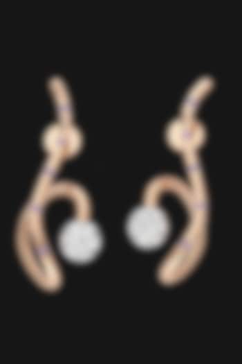 Rose Gold Finish Diamond Dangler Earrings by karan kothari jewellers at Pernia's Pop Up Shop