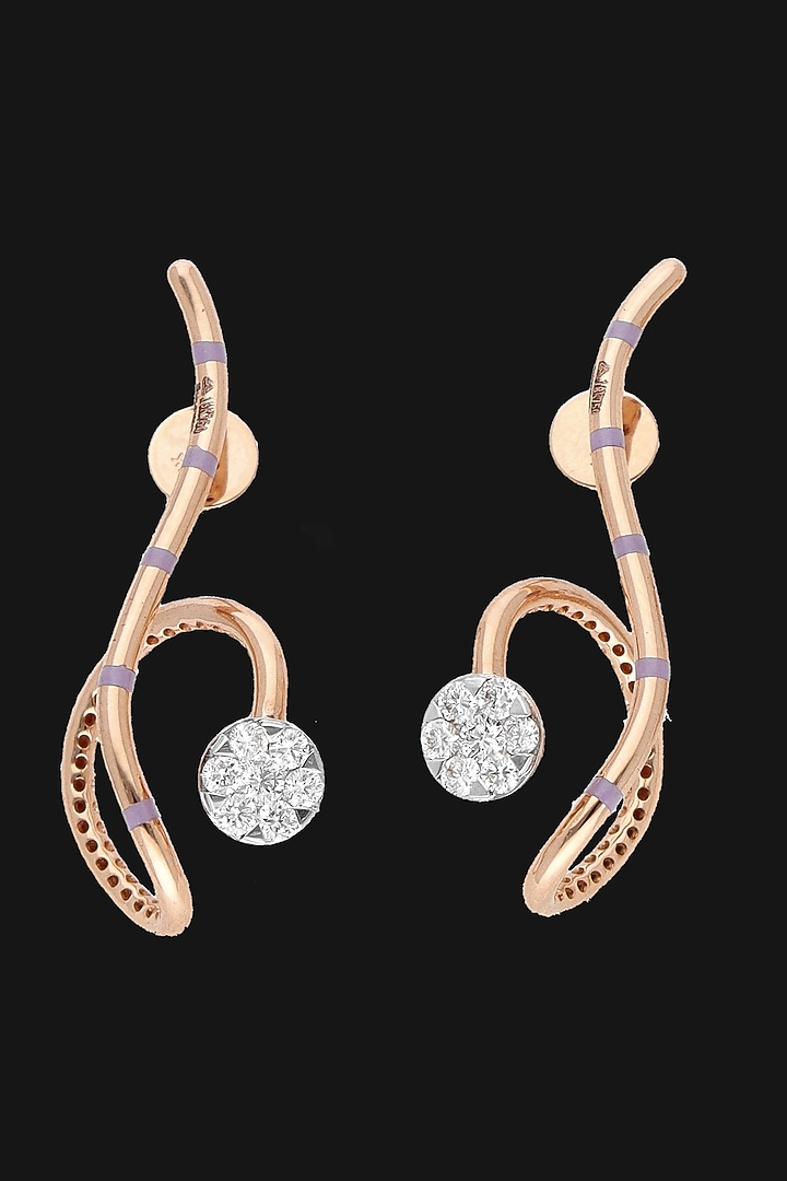 Rose Gold Finish Diamond Dangler Earrings by karan kothari jewellers at Pernia's Pop Up Shop