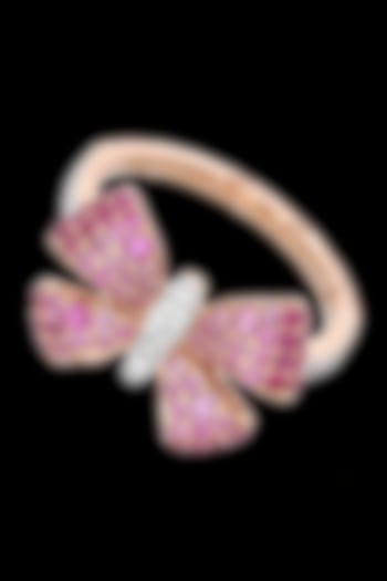 Rose Gold Finish Diamond & Pink Stone Ring by karan kothari jewellers at Pernia's Pop Up Shop