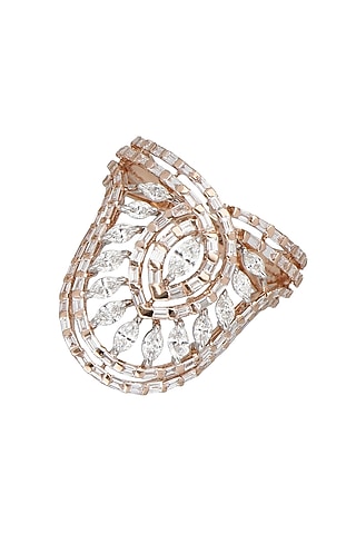 Rose Gold Finish Diamond Ring by karan kothari jewellers