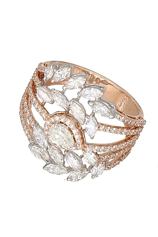 Rose Gold Finish Diamond Ring by karan kothari jewellers