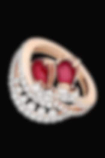 Rose Gold Finish Diamond & Ruby Stone Ring by karan kothari jewellers at Pernia's Pop Up Shop