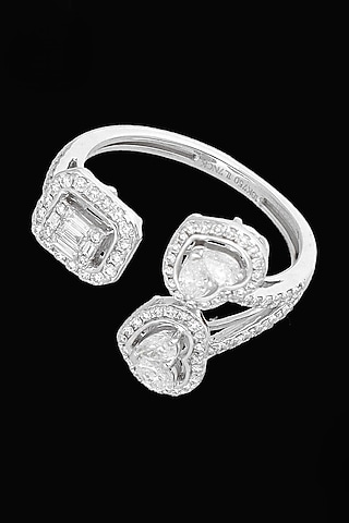 White Gold Finish Diamond Ring by karan kothari jewellers