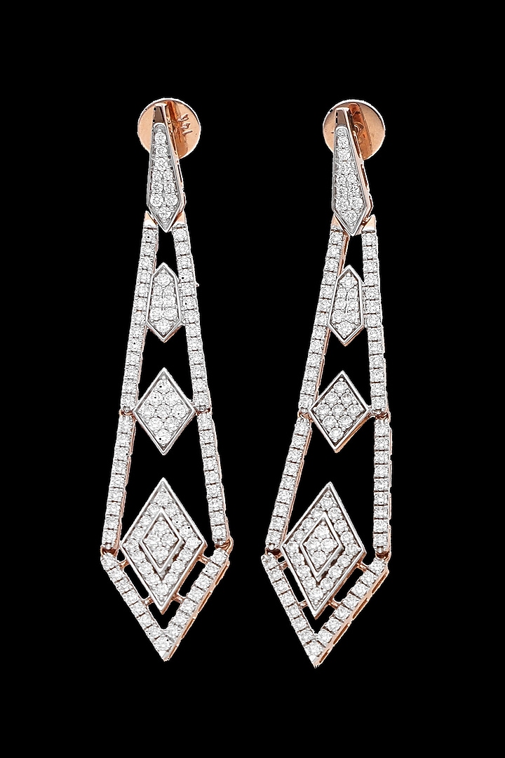 Rose Gold Finish Diamond Dangler Earrings by karan kothari jewellers at Pernia's Pop Up Shop