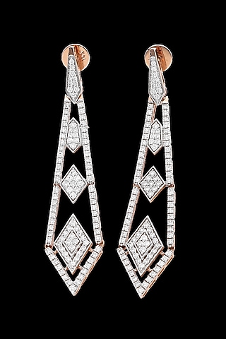Rose Gold Finish Diamond Dangler Earrings by karan kothari jewellers