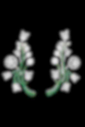 14kt White Gold Finish Diamond & Emerald Stone Dangler Earrings by karan kothari jewellers at Pernia's Pop Up Shop