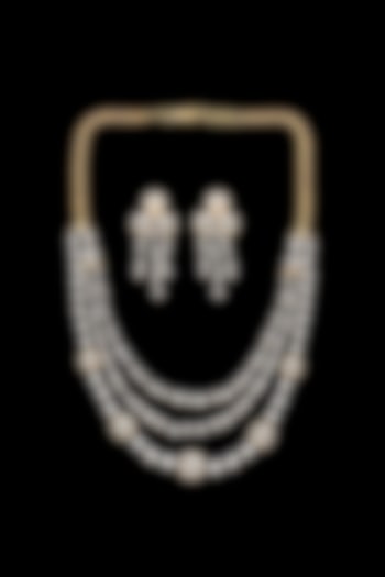 14kt White Gold Finish Round-Shaped Diamond Necklace Set by karan kothari jewellers at Pernia's Pop Up Shop