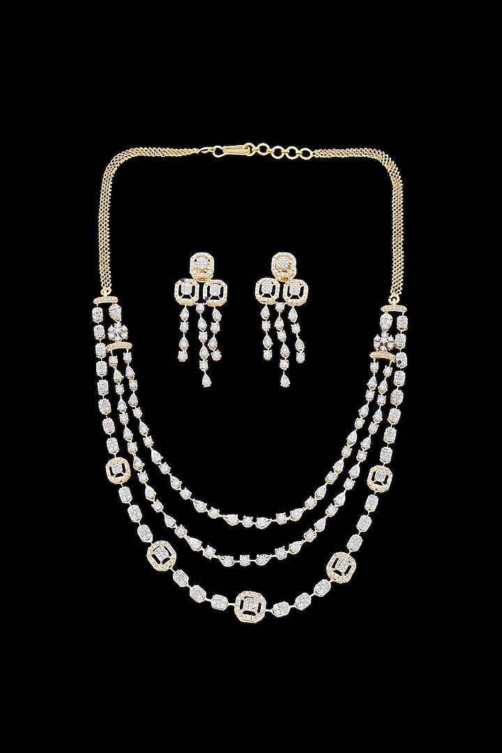 14kt White Gold Finish Round-Shaped Diamond Necklace Set by karan kothari jewellers at Pernia's Pop Up Shop
