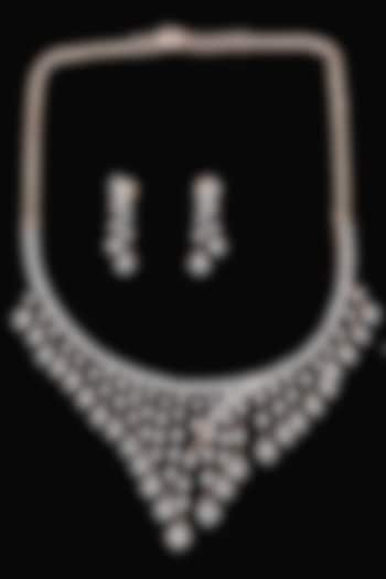 14kt White Gold Finish Diamond Necklace Set by karan kothari jewellers at Pernia's Pop Up Shop