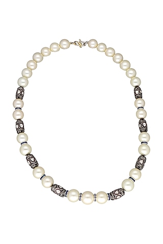 14kt Yellow Gold Finish Diamond & Black Onyx Necklace by Karan kothari jewellers