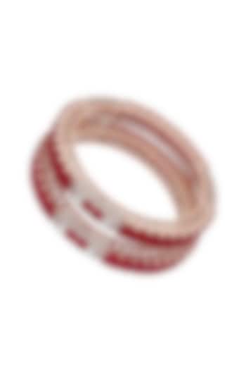 14kt Rose Gold Finish Diamond & Ruby Stone Bangles (Set Of 2) by Karan kothari jewellers at Pernia's Pop Up Shop