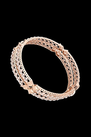 18kt Rose Gold Finish Diamond Bangle by karan kothari jewellers