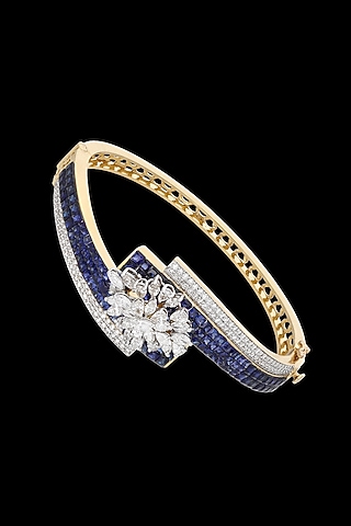 14kt Rose Gold Finish Diamond & Ruby Stone Bracelet by karan kothari jewellers