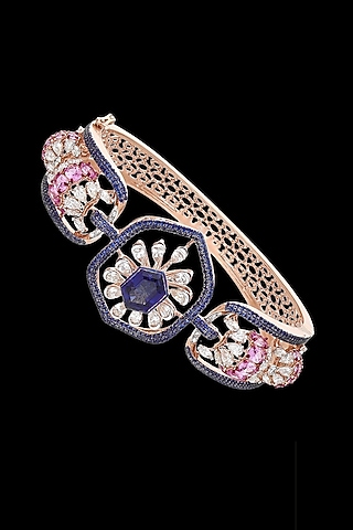 14kt White Gold Finish Diamond & Black Onyx Bracelet by karan kothari jewellers